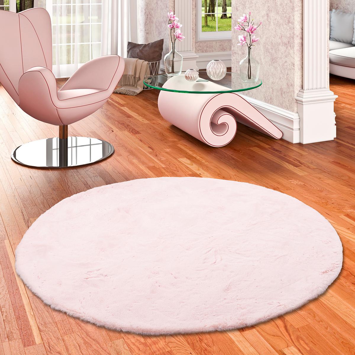 FELLTEPPICH LUXUS SUPER SOFT PLUSH RUND - Rosa, Textil (80/80cm) - Pergamon