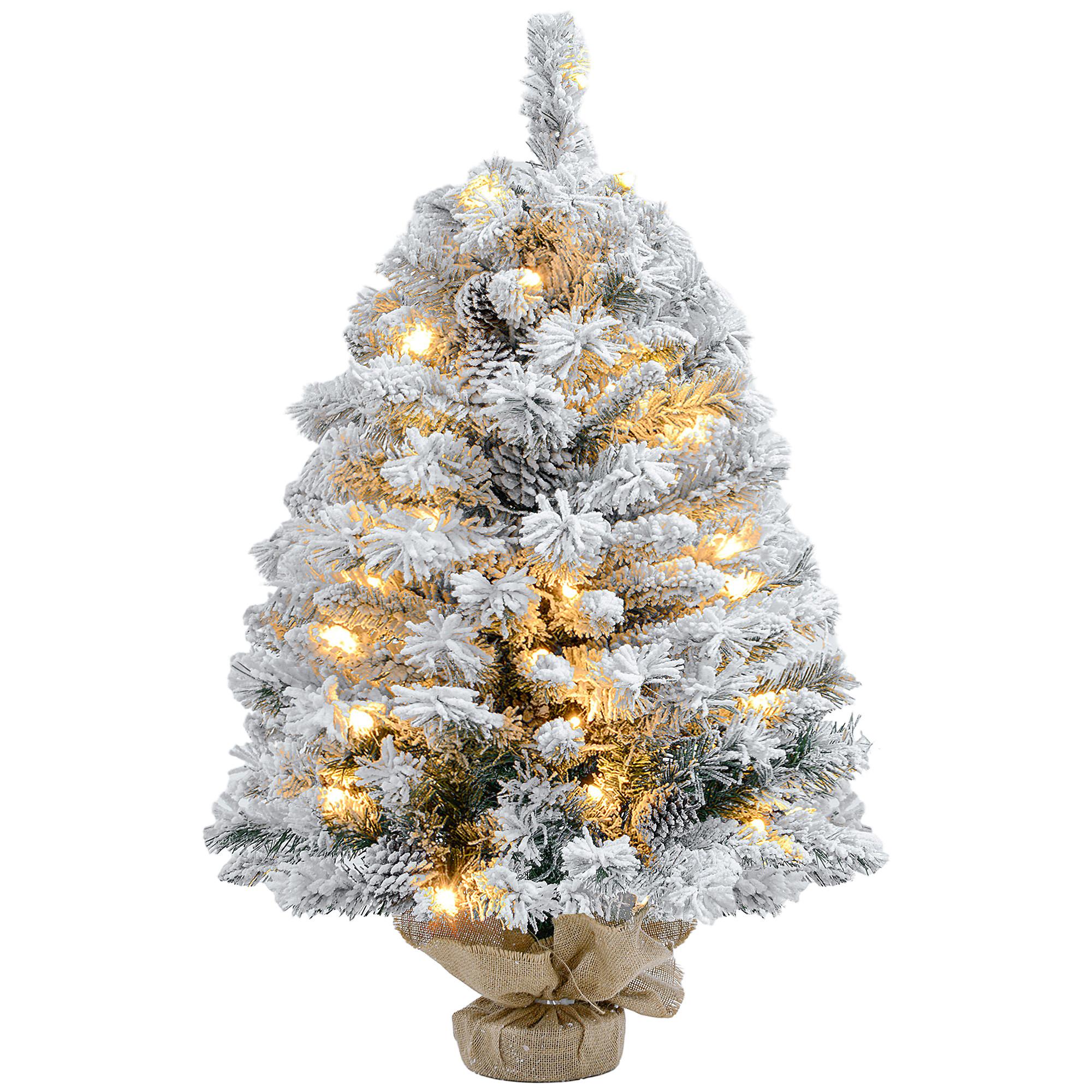 KÜNSTLICHER Weihnachtsbaum, 92 cm Christbaum mit 133 Spitzen LED-Lichterketten - Grün, Kunststoff/Metall (92cm) - HOMCOM
