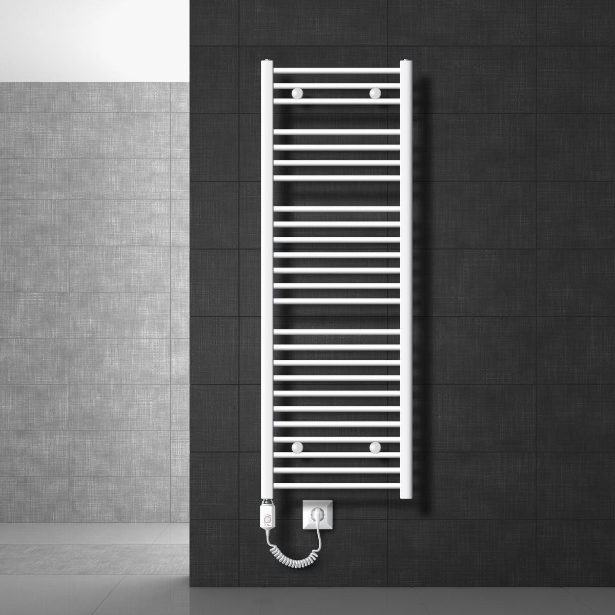 BADHEIZKÖRPER elektrisch Sahara 500x1500 mm Weiß gerade mit Heizstab 1200W - Weiß, Metall (3/150/50cm) - LuxeBath