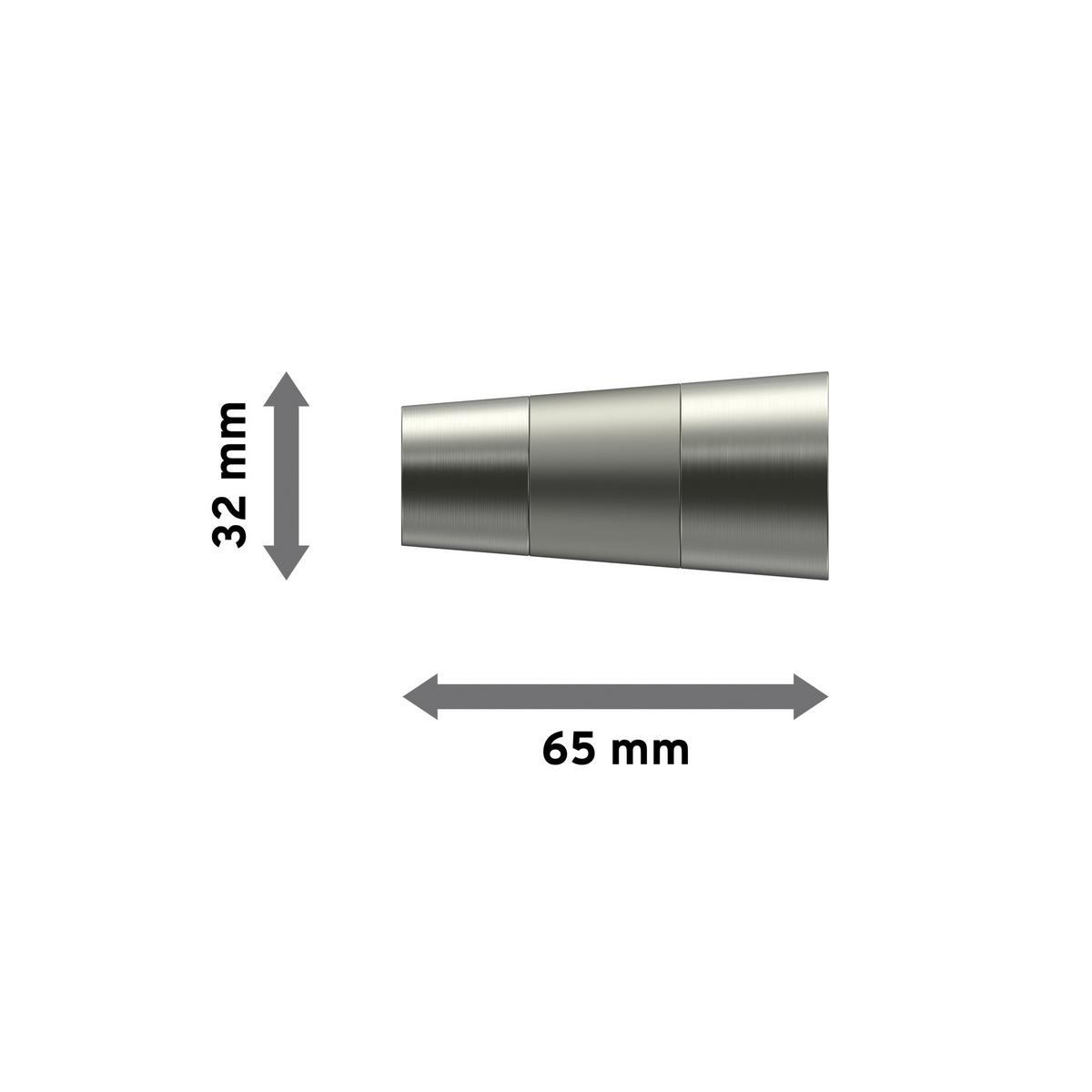 ENDSTÜCKE FÜR GARDINENSTANGEN 20 mm Ø, Tanara Edelstahl-Optik/Satin-Silber, Packung 2 Stück - Edelstahlfarben/Silberfarben, Metall (6.5/3.2/3.2cm) - INTERDECO