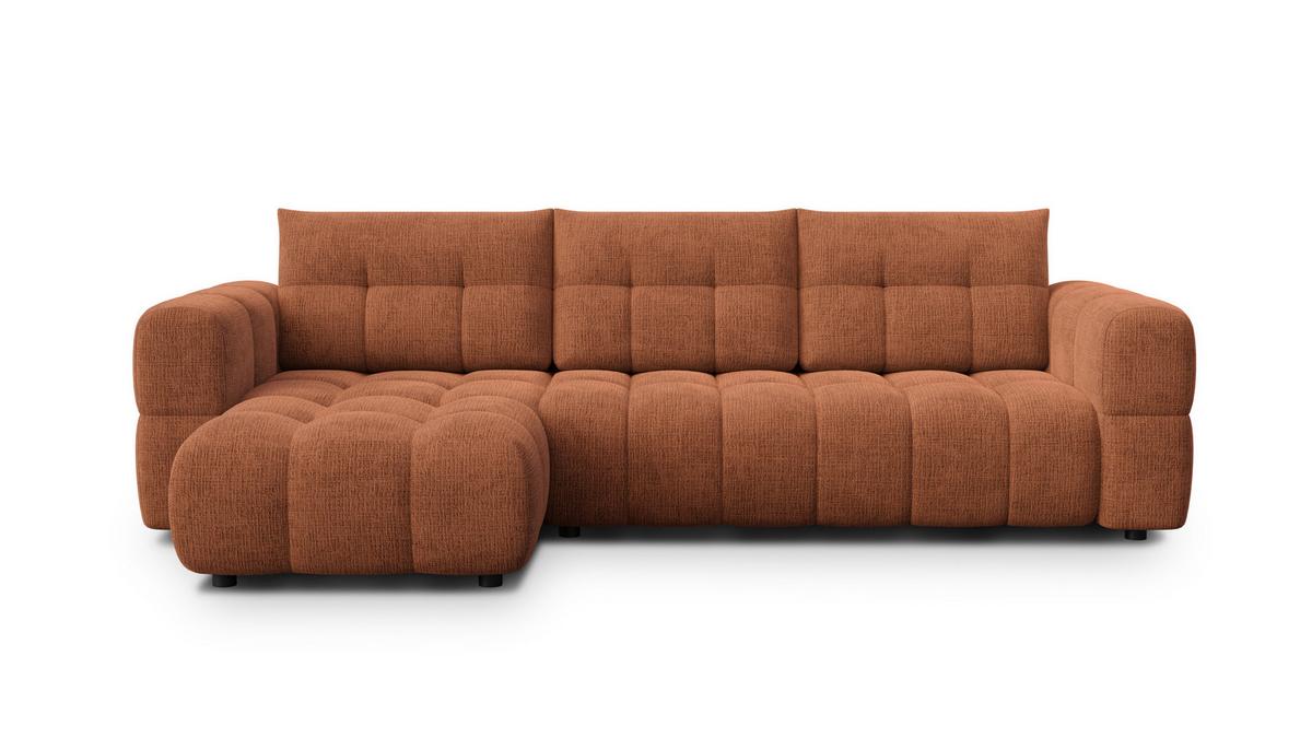 ECKSOFA CLOUDI 4-Sitzer links, rostrot - Schwarz/Orange, Holz/Textil (294/160cm) - Wozimo