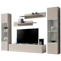 WOHNWAND Kaschmir 5-teilig 260 cm, Schrankwand hängend mit LED-Beleuchtung - Kaschmir, Glas/Holzwerkstoff (260/170/40cm) - Inn.Furn