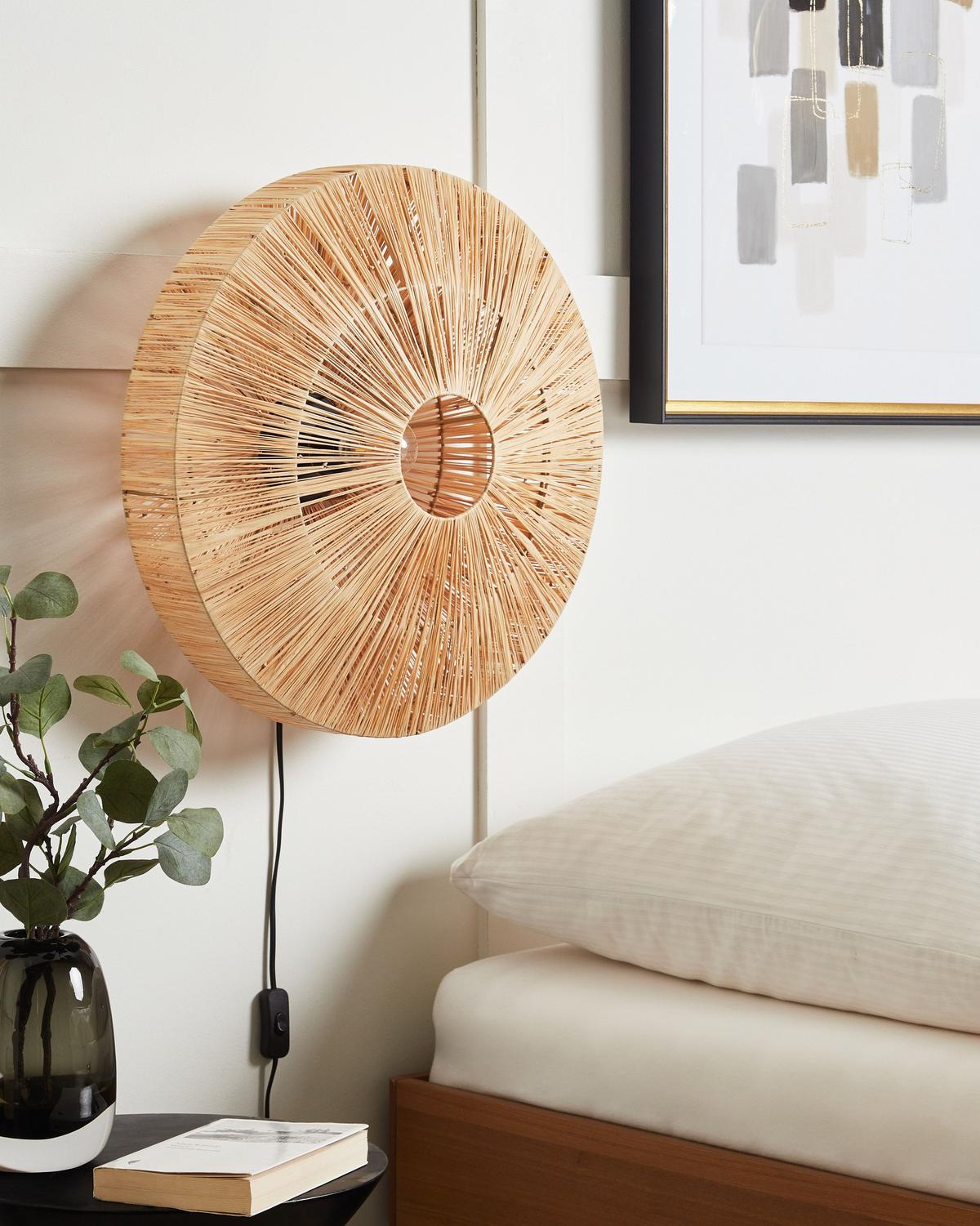 WANDLAMPE Naturfarben/Schwarz Lumut - Schwarz/Naturfarben, Naturmaterialien (48/48/20cm) - Beliani