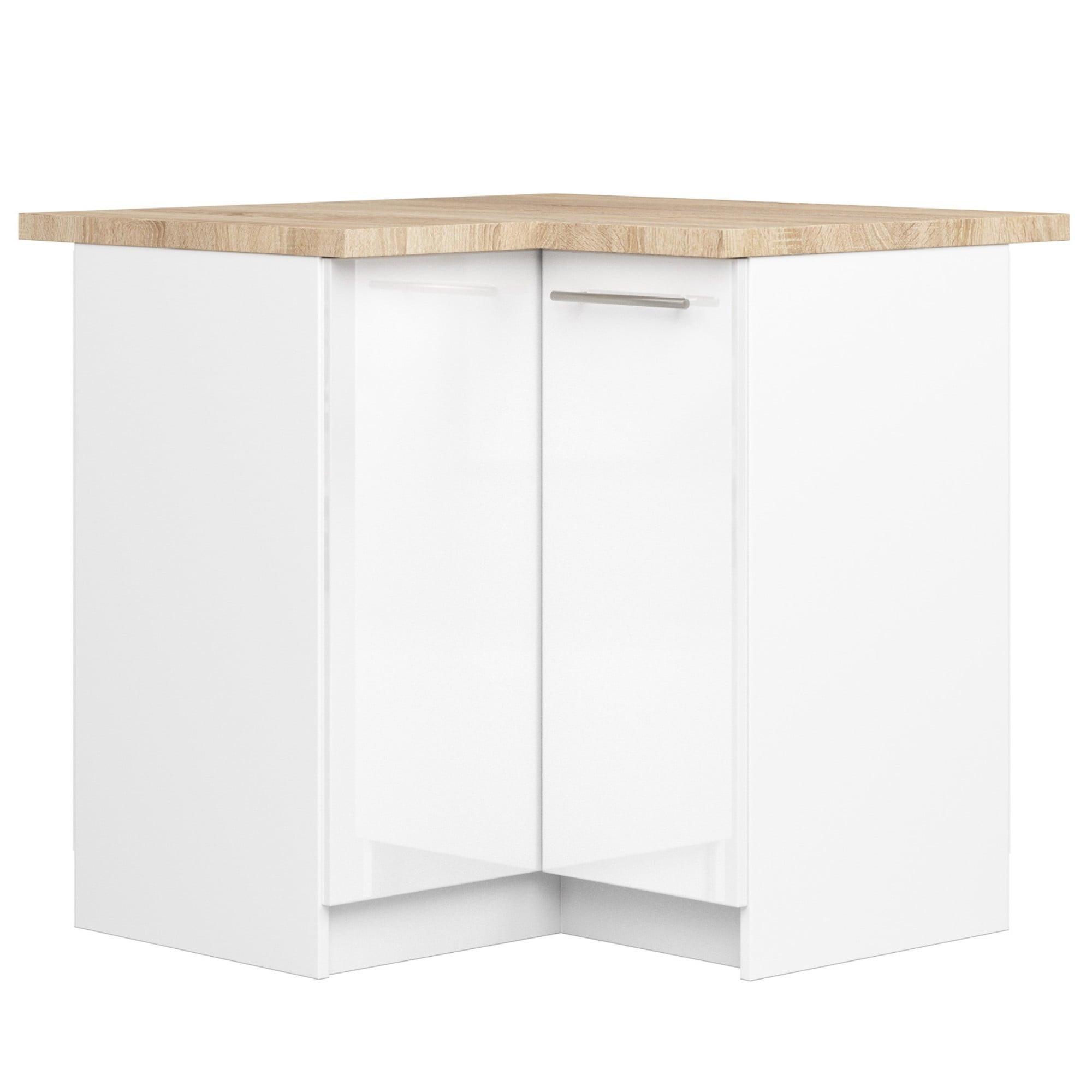 UNTERSCHRANK Weiß, Weiß Glanz 85/90/46 - Weiß Hochglanz/Weiß, Holzwerkstoff (90/85/46cm) - RAUMHIRSCH FURNITURE
