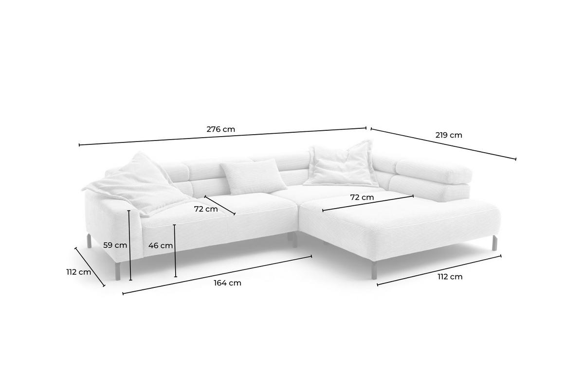 ECKSOFA DELIA Grün Cord - Schwarz/Olivgrün, Textil/Metall (276/219cm) - KAWOLA