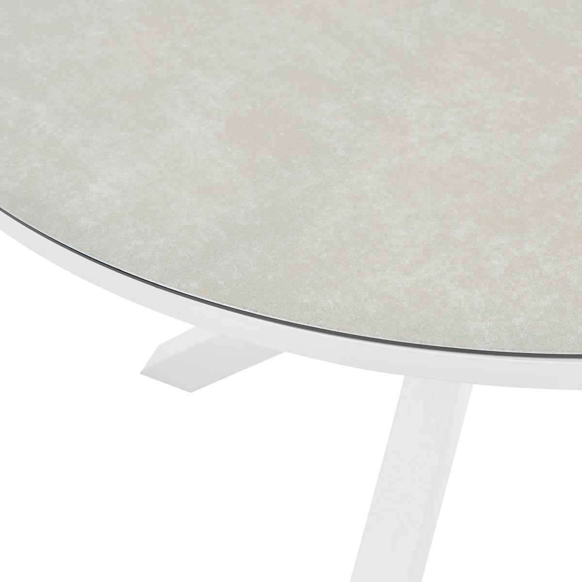 GARTENTISCH Weiß Maletto - Beige/Weiß, Keramik (120/120/75cm) - Beliani