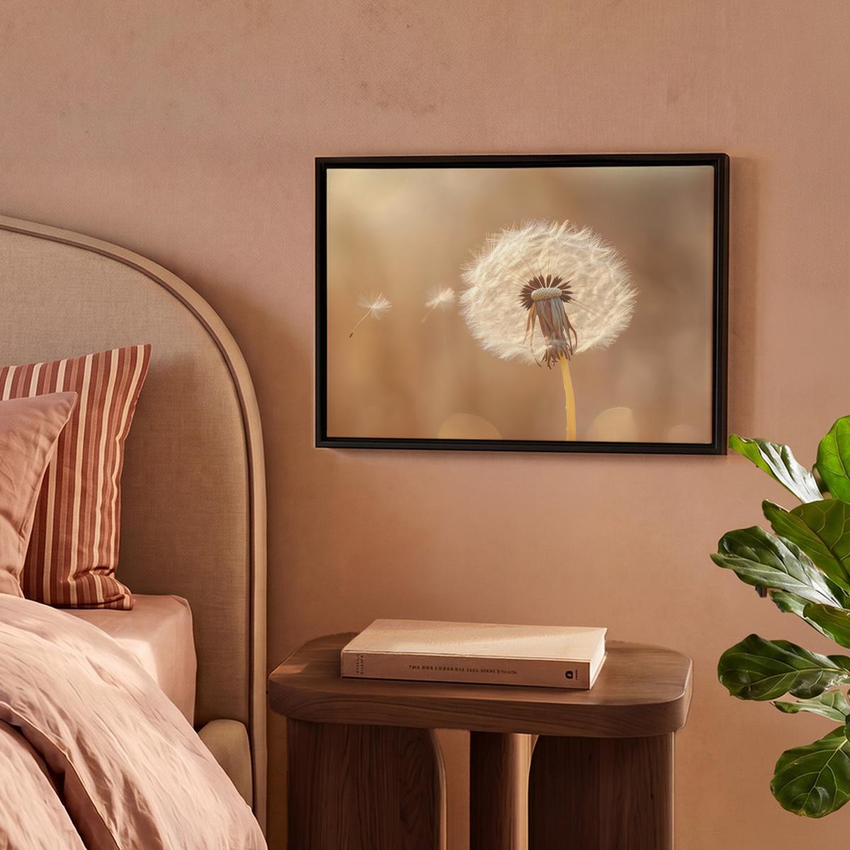 LEINWAND Bilder mit Rahmen - Löwenzahn - Beige - Natur - Blume - 40x30 - Hellbraun, Textil (40/30cm) - MuchoWow