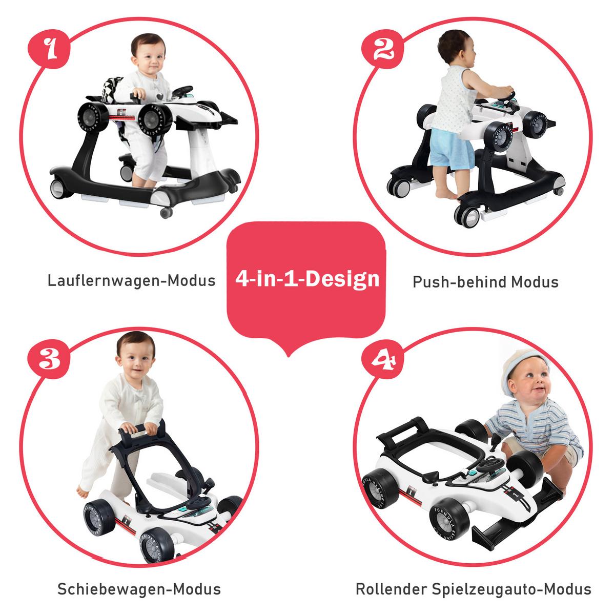 LAUFLERNWAGEN Klappbar Weiß - Weiß, Kunststoff (76/56/64cm) - COSTWAY
