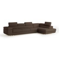 ECKSOFA VICENTE Braun Boucle-Stoff mit Schlaffunktion - Braun, Holz (346/202cm) - MASSENO