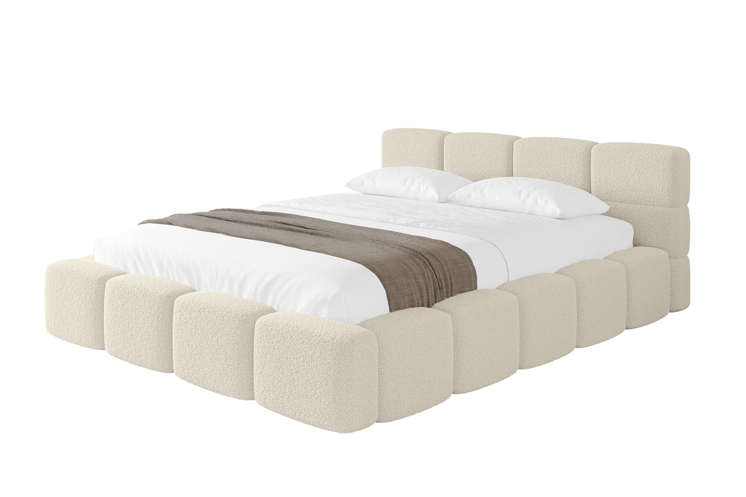 POLSTERBETT mit Bettkasten und Lattenrost, Bett mit Matratze H3/H4, Kopfteil, Boxbett, Doppelbett mit Stauraum - NATA-v1 140x200 Beige - Beige, Holzwerkstoff/Textil (140/200cm) - ALTDECOR