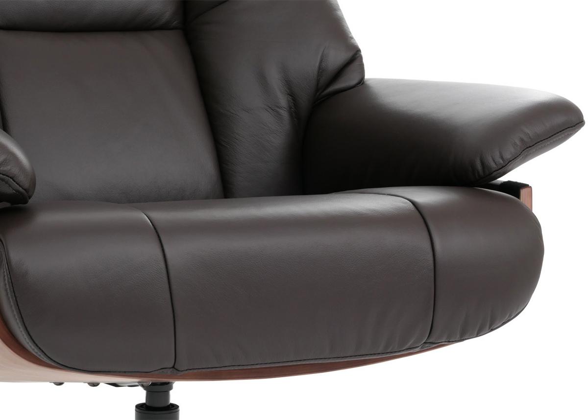 RELAXSESSEL + HOCKER Braun - Braun, Leder (81/105/106cm) - MCW