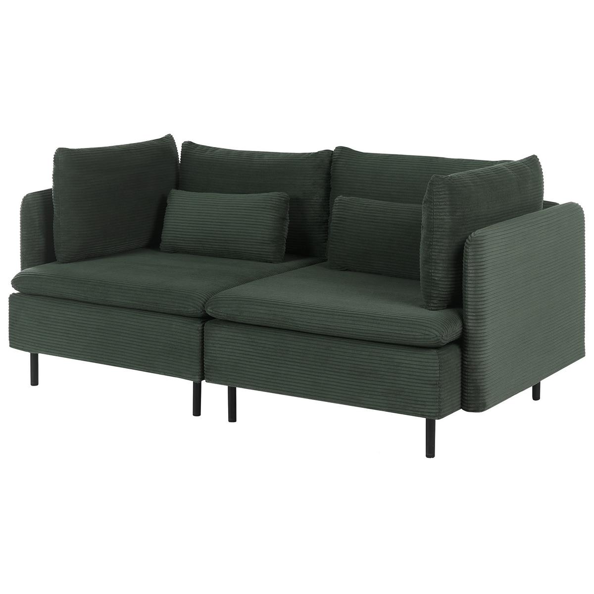 MODULSOFA 2-Sitzer Dunkelgrün Cord Egeris - Grün, Textil (172/80/94cm) - Beliani
