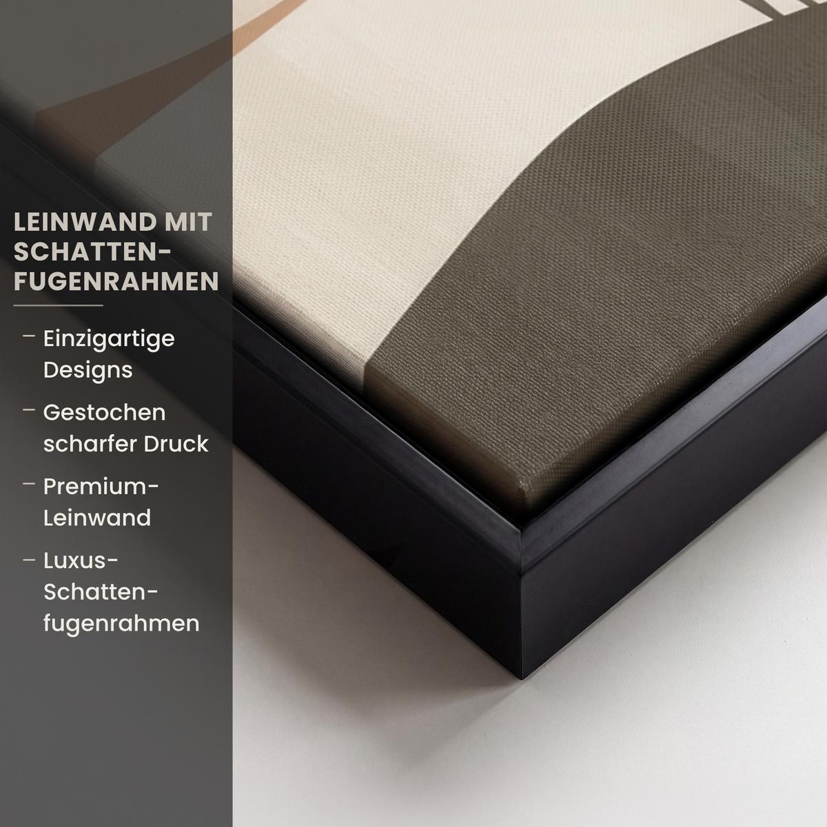 LEINWAND Bilder mit Rahmen - Japandi - Landschaft - Beige - 50x50 - Cognac, Textil (50/50cm) - MuchoWow