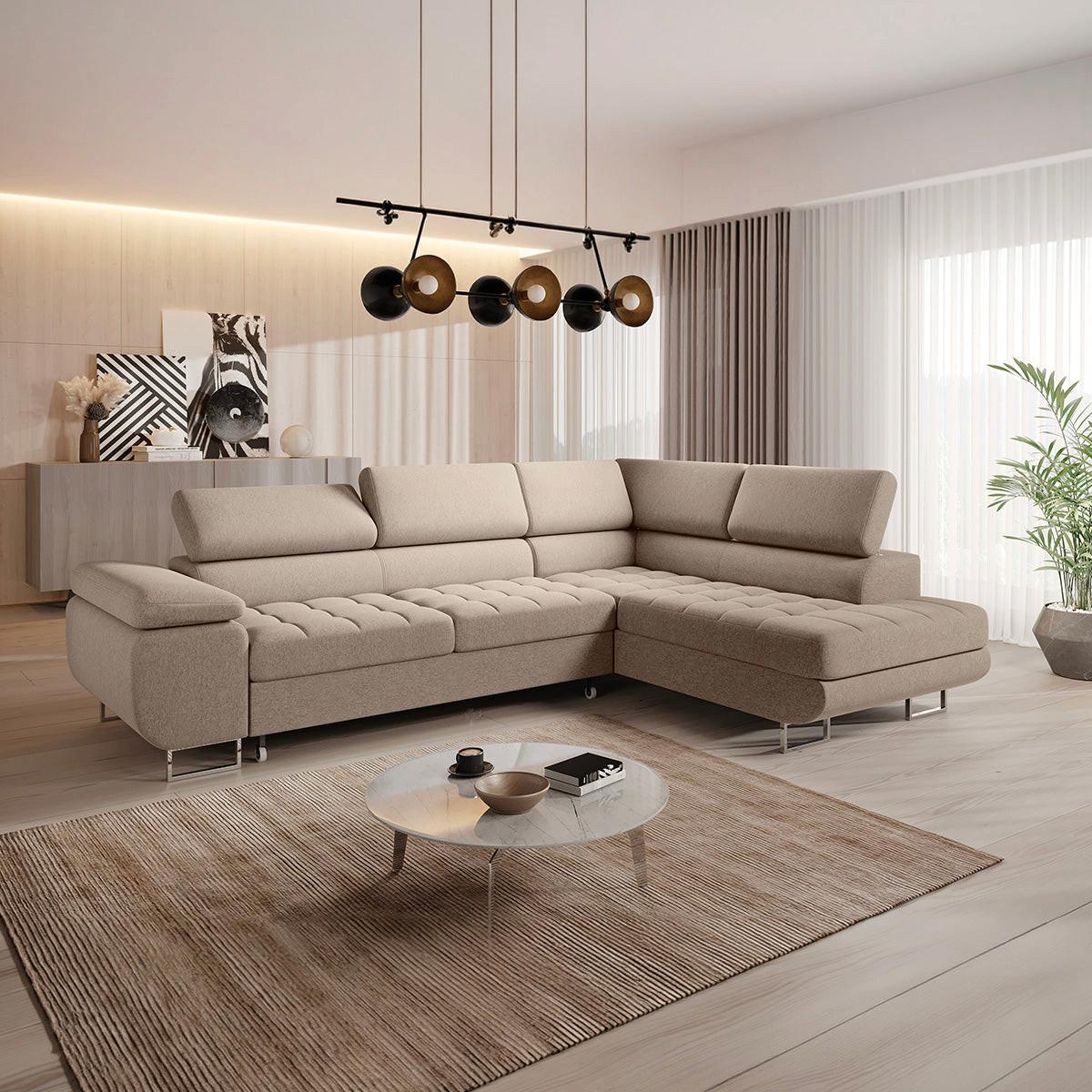 ECKSOFA Eden 4 Sitzplätze Taupe - Taupe, Holzwerkstoff (271/201cm) - Petits-meubles