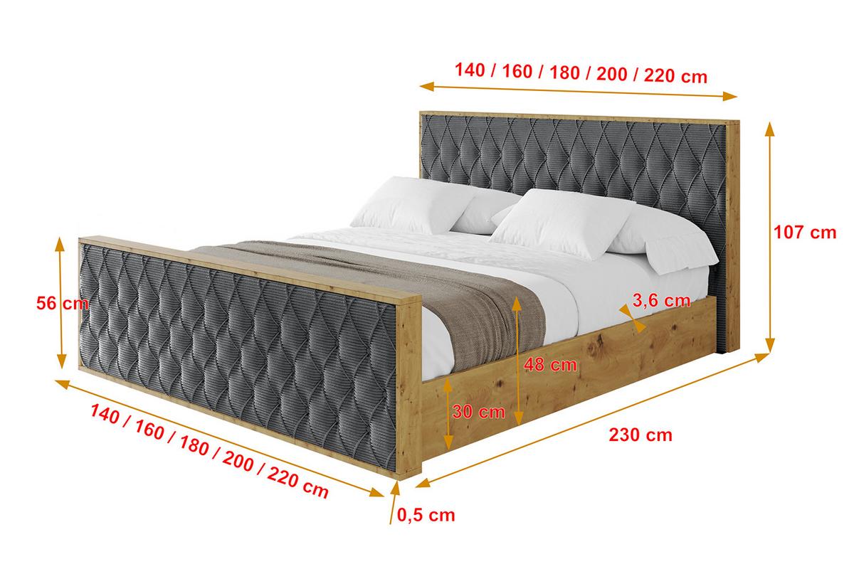 POLSTERBETT mit Bettkasten, Fußteil und Lattenrost, Boxbett ohne Matratze - ENZO5-Z 120x200 Dunkelgrau - Anthrazit, Holzwerkstoff/Textil (120/200cm) - ALTDECOR
