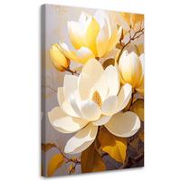 BILD auf Leinwand, Helle Magnolien mit gelbem Licht im Hintergrund - Gelb, Textil (40/60cm) - Feeby