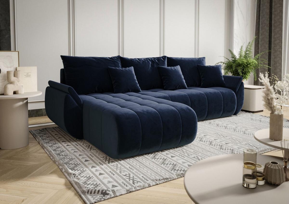ECKSOFA Akita - Dunkelblau, Holzwerkstoff/Textil (280/185cm) - Fun Möbel