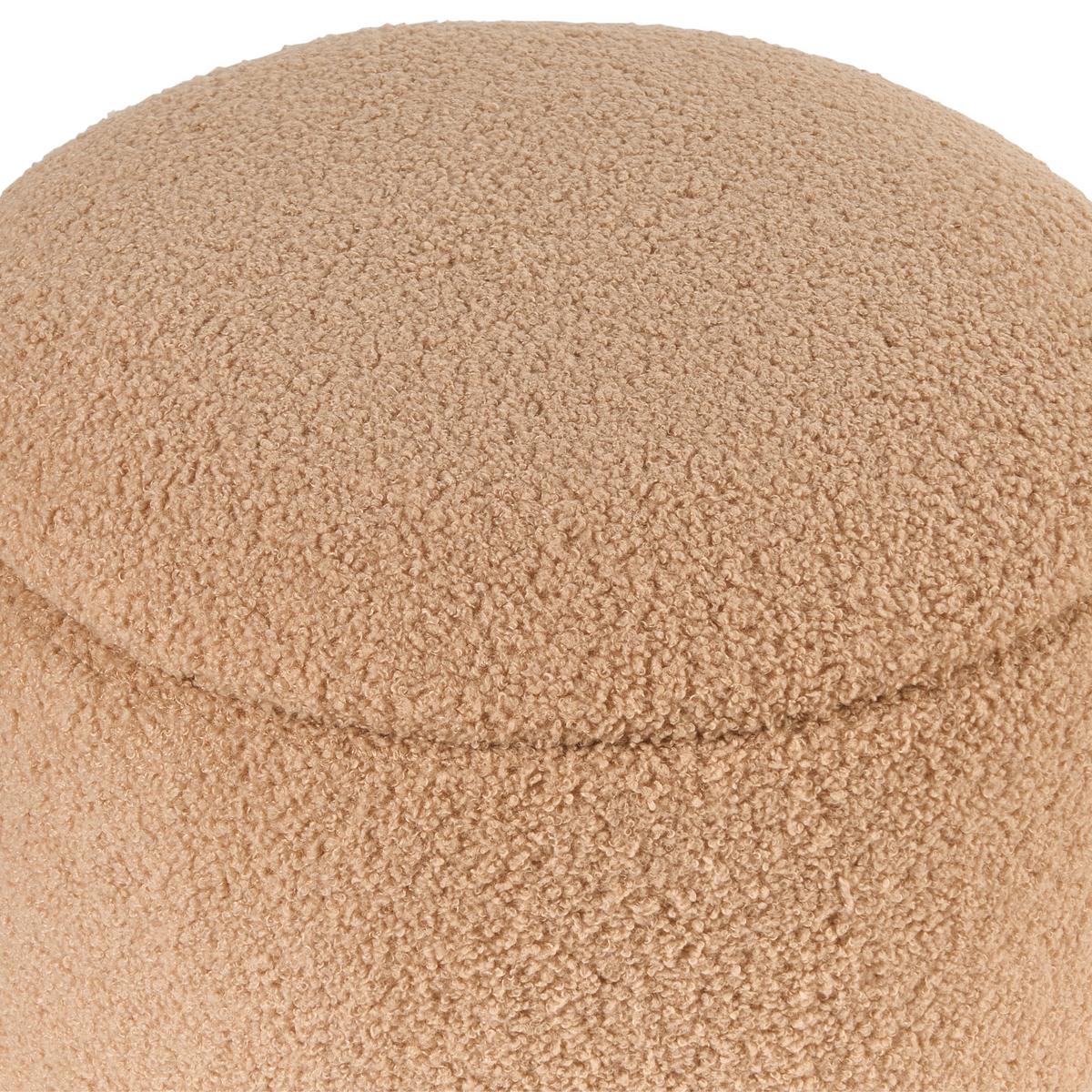 POUF 2er-Set Bouclé Hellbraun - Hellbraun, Textil (30/37/30cm) - Beliani