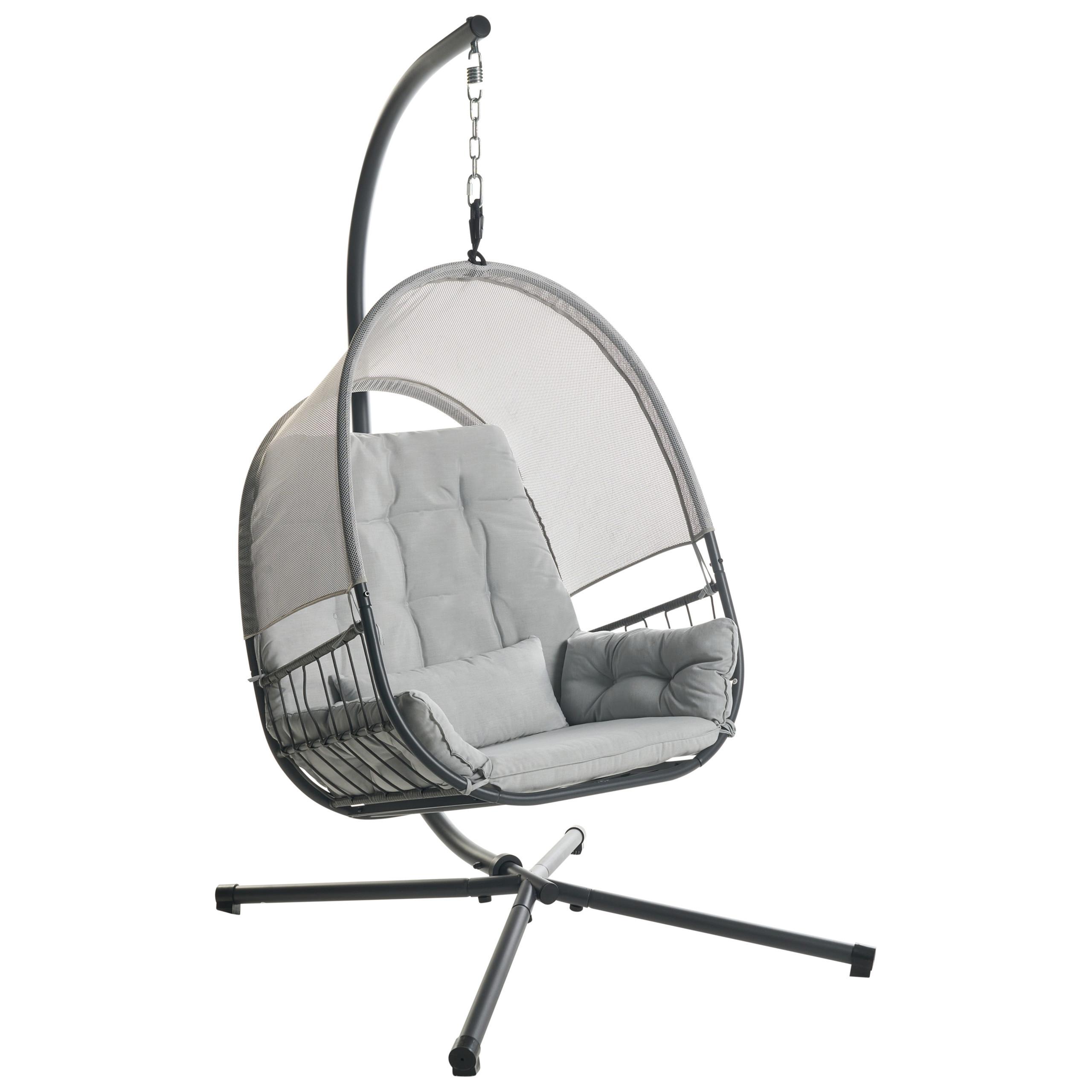 HÄNGESESSEL Grau Alviano - Hellgrau, Textil (98/196/136cm) - Beliani