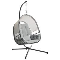 HÄNGESESSEL Grau Alviano - Hellgrau, Textil (98/196/136cm) - Beliani