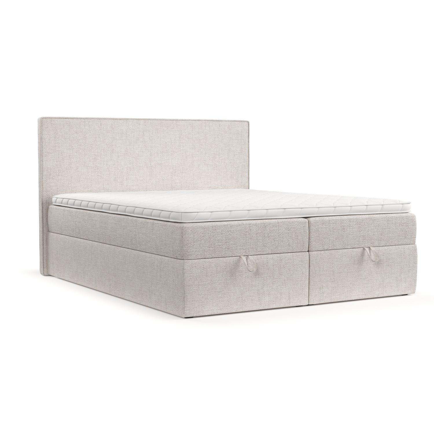 BOXBETT Velma 140/200 cm Hellbeige im Neve Stoff - Sandfarben/Schwarz, Holz/Holzwerkstoff (140/200cm) - AltaBeds