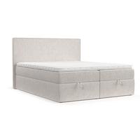 BOXBETT Velma 140/200 cm Hellbeige im Neve Stoff - Sandfarben/Schwarz, Holz/Holzwerkstoff (140/200cm) - AltaBeds