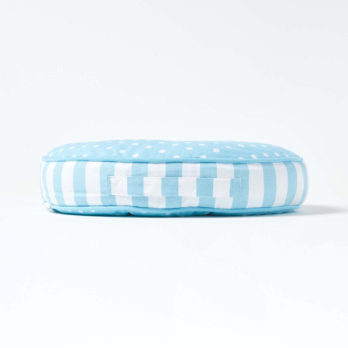 BODENKISSEN blau, Punkte & Streifen ? 43/7 cm - Blau, Textil (43/43/7cm) - Homescapes
