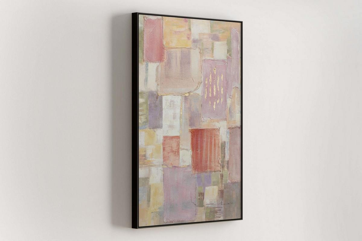 ACRYLBILD HANDGEMALT 83/123 cm - Pink/Beige, Textil (83/123cm) - KUNSTLOFT