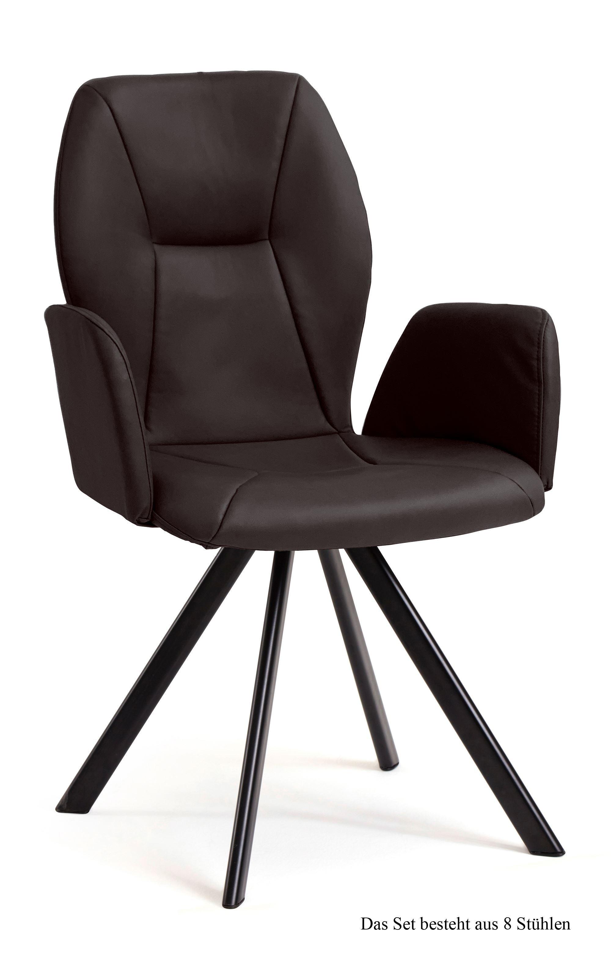 ARMLEHNSTUHL (8er-Set) Denna 58x92x60 Schwarz/Espresso - Dunkelbraun/Schwarz, Kunststoff (60/92/58cm) - 58aufmkessel
