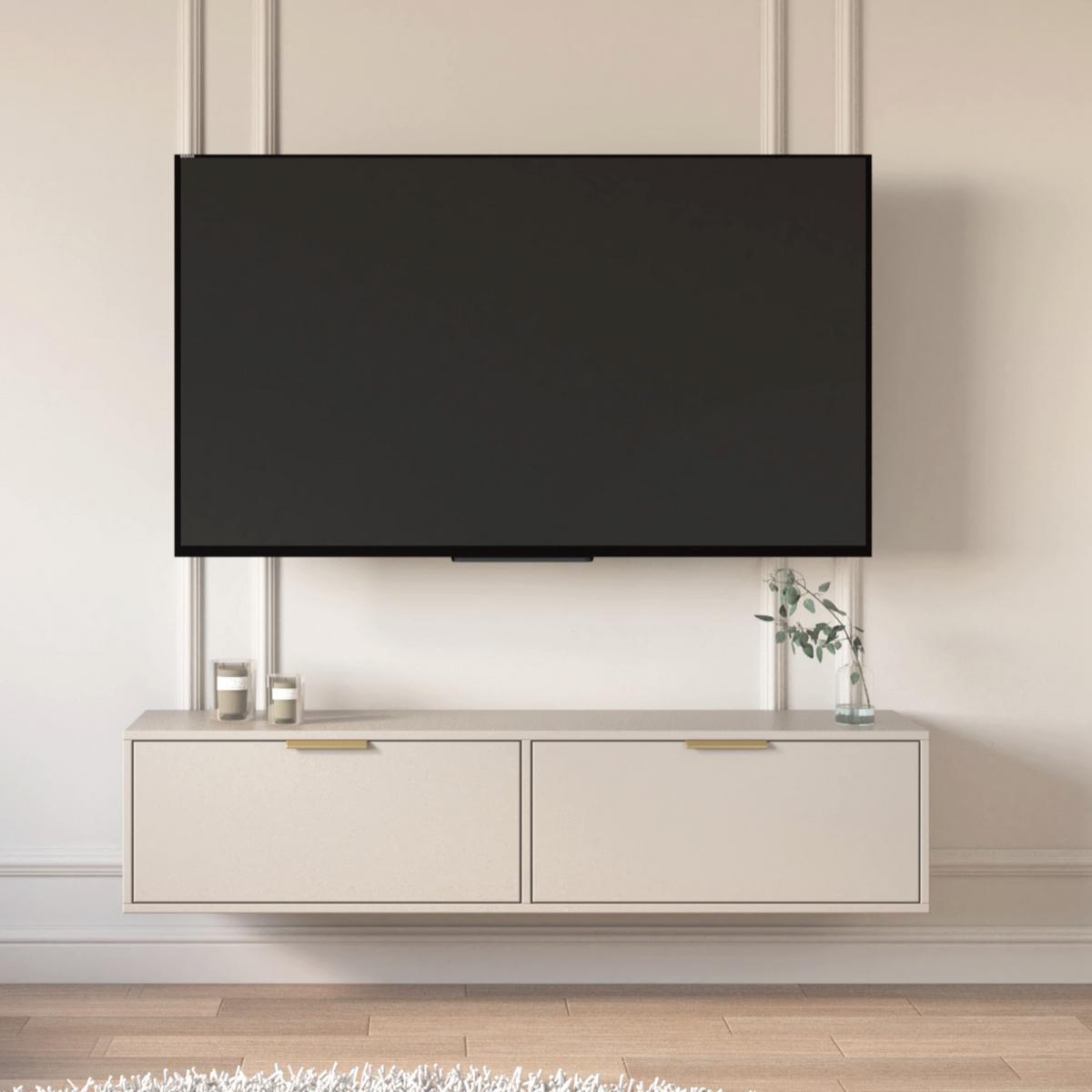 TV-HÄNGEBOARD Vena 2-türig, Kaschmir, 140 cm - Kaschmir/Goldfarben, Holzwerkstoff/Kunststoff (138.6/30/30cm) - Selsey