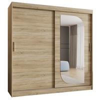 SCHIEBETÜRENSCHRANK mit Spiegel LUCY 200/200/62 2-türig - Silberfarben/Sonoma Eiche, Holz (200/200/62cm) - MÖBEL KRYSPOL