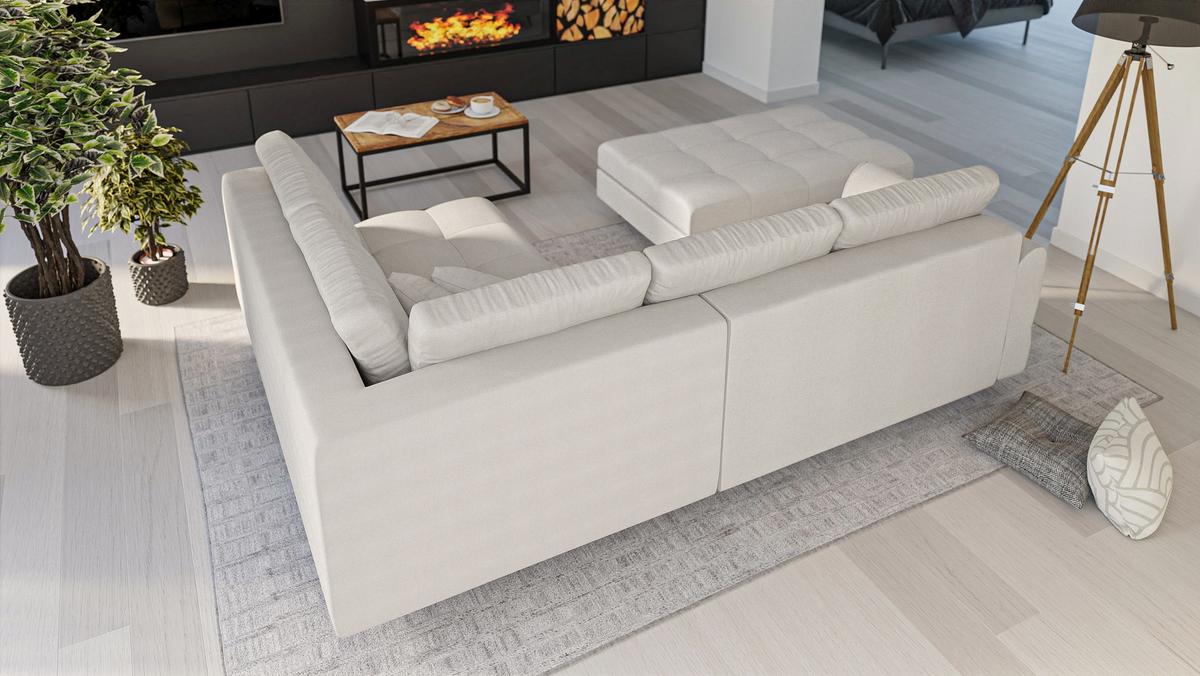HOCKER Lorine Mikrofaser Ecru - Ecru, Textil (118/40/73cm) - S-Style Möbel
