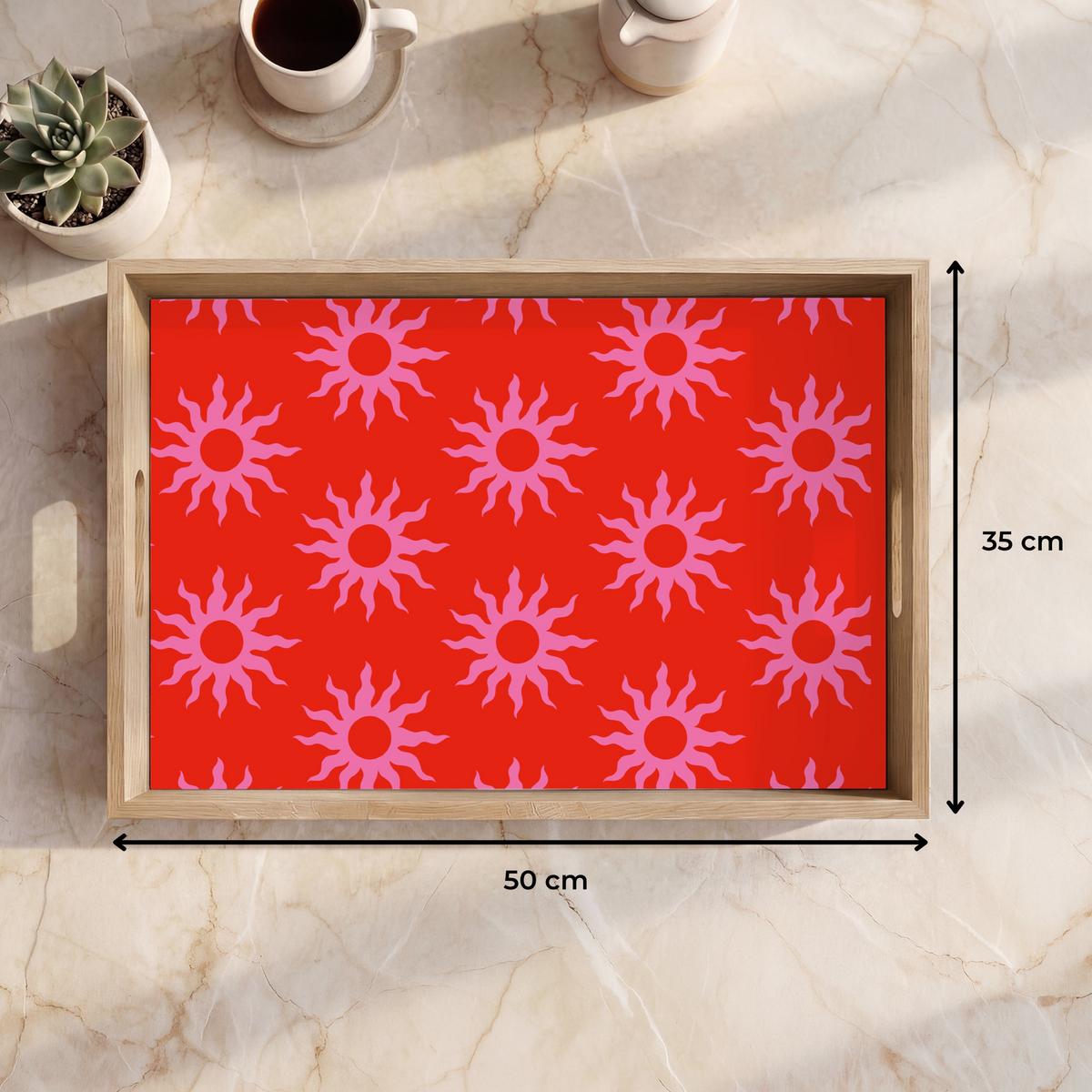 TABLETT Sonnen - Rot - Rosa - Muster - Sommer 50x35 cm - Rot, Holz (50/5/5cm) - OnlyWow