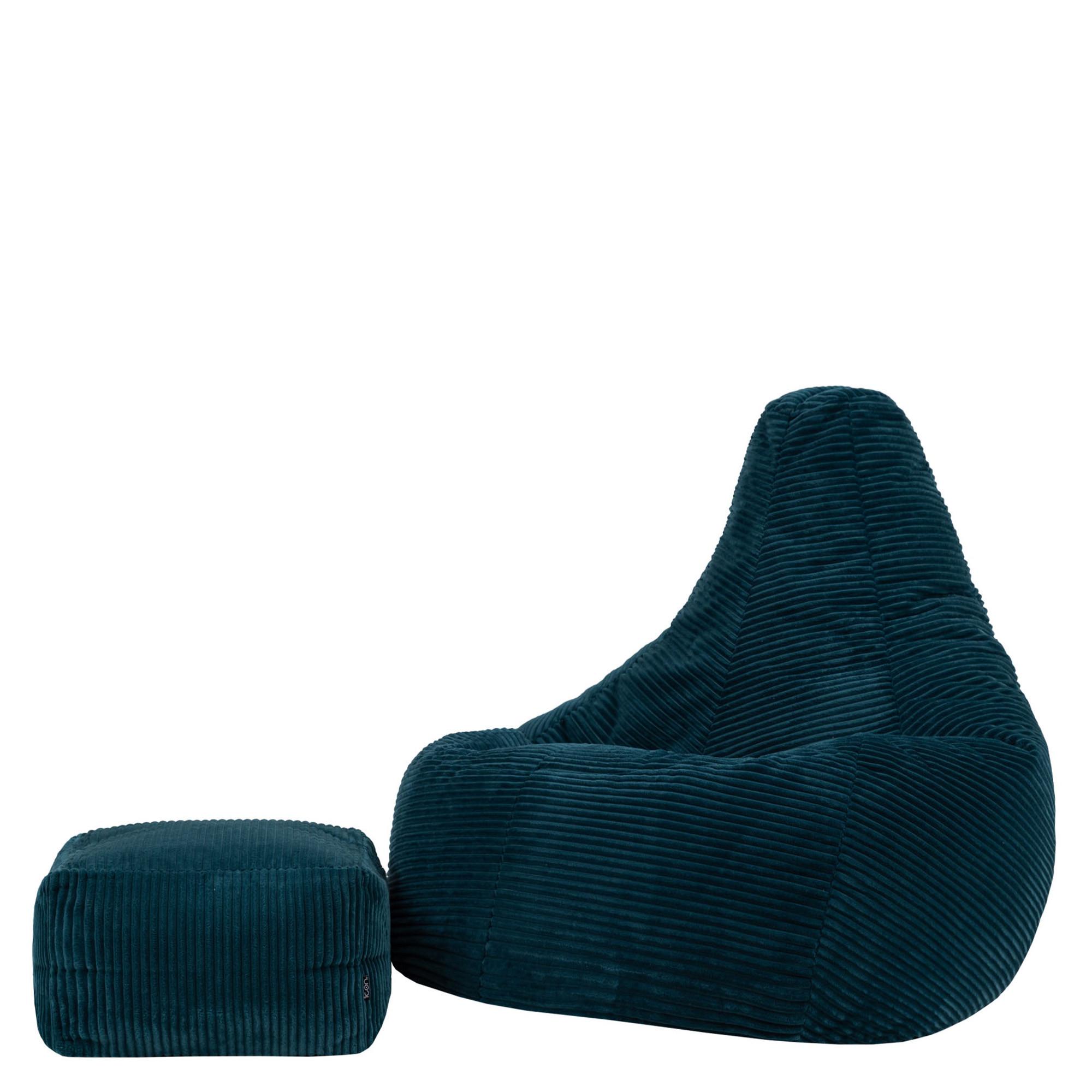 SITZSACK mit Hocker Dalton XXL Cord - Dunkelgrün, Textil (94/40/92cm) - icon