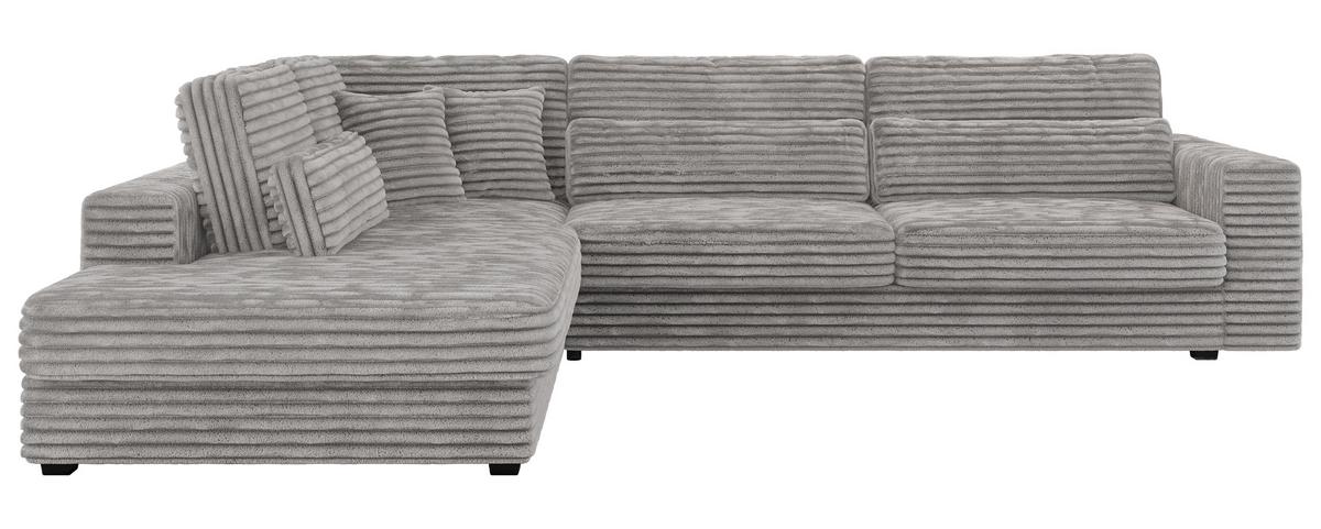 ECKSOFA Savona Hellgrau breiter Cord - links - Hellgrau/Schwarz, Kunststoff/Textil (316/249cm) - MKS
