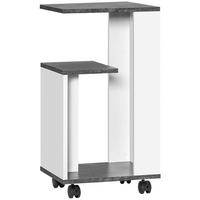 NACHTTISCH mit 360°-Rollen in modernem Design 3 Regale bis 10 kg Weiß - Weiß/Grau, Metall (29.5/65.5/35cm) - HOMCOM