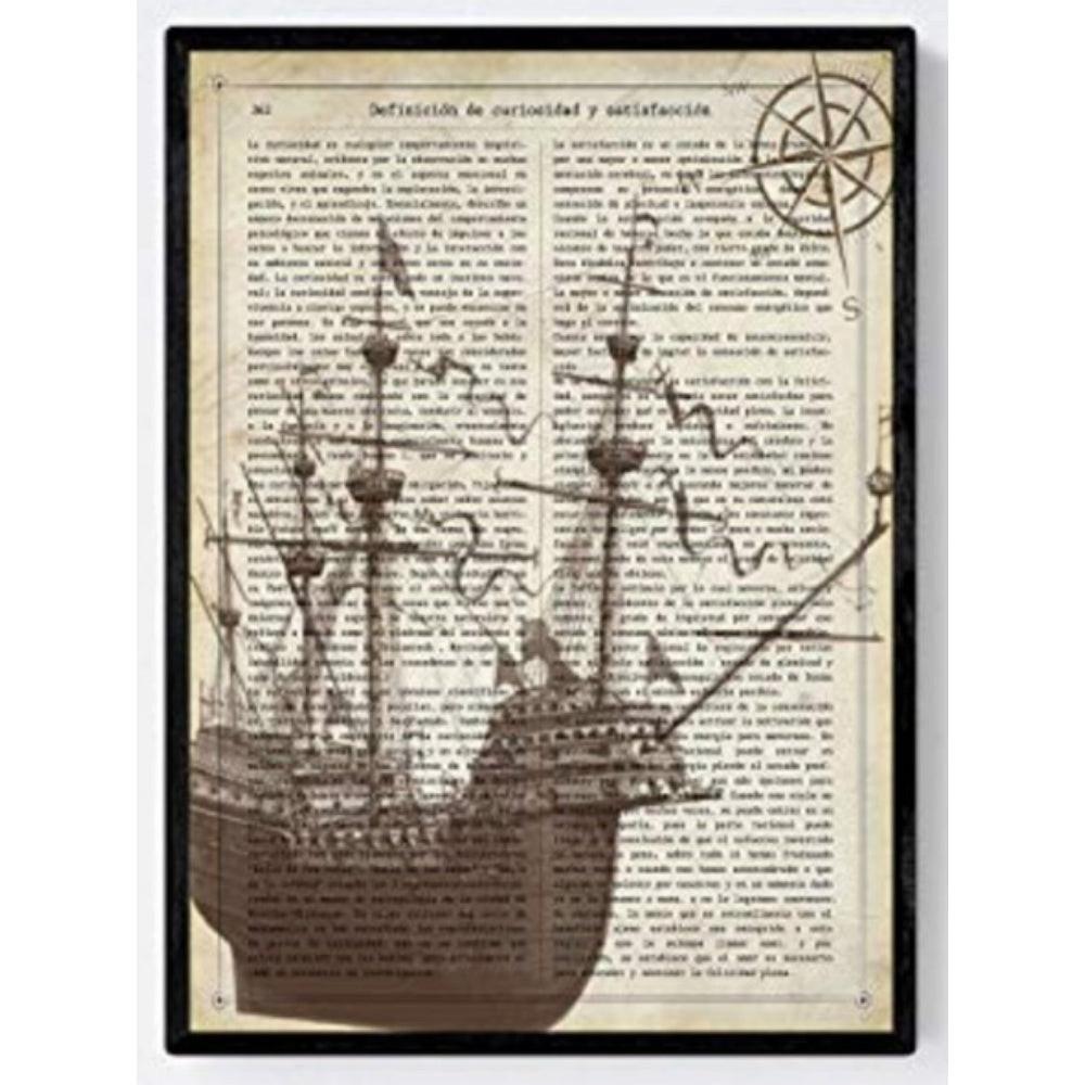 POSTER Alten Bootes A4 Schwarzer Rahmen - Schwarz, Papier (29.7/5/21cm) - Nacnic
