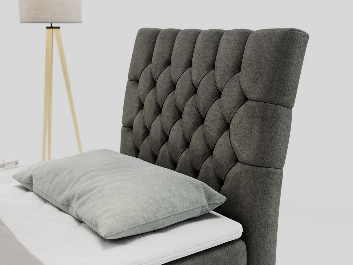 BOXBETT MILEN 90/200 Dunkelgrau Velvet - H4 - Rechts Seite - Dunkelgrau, Holz/Textil (90/200cm) - MKS