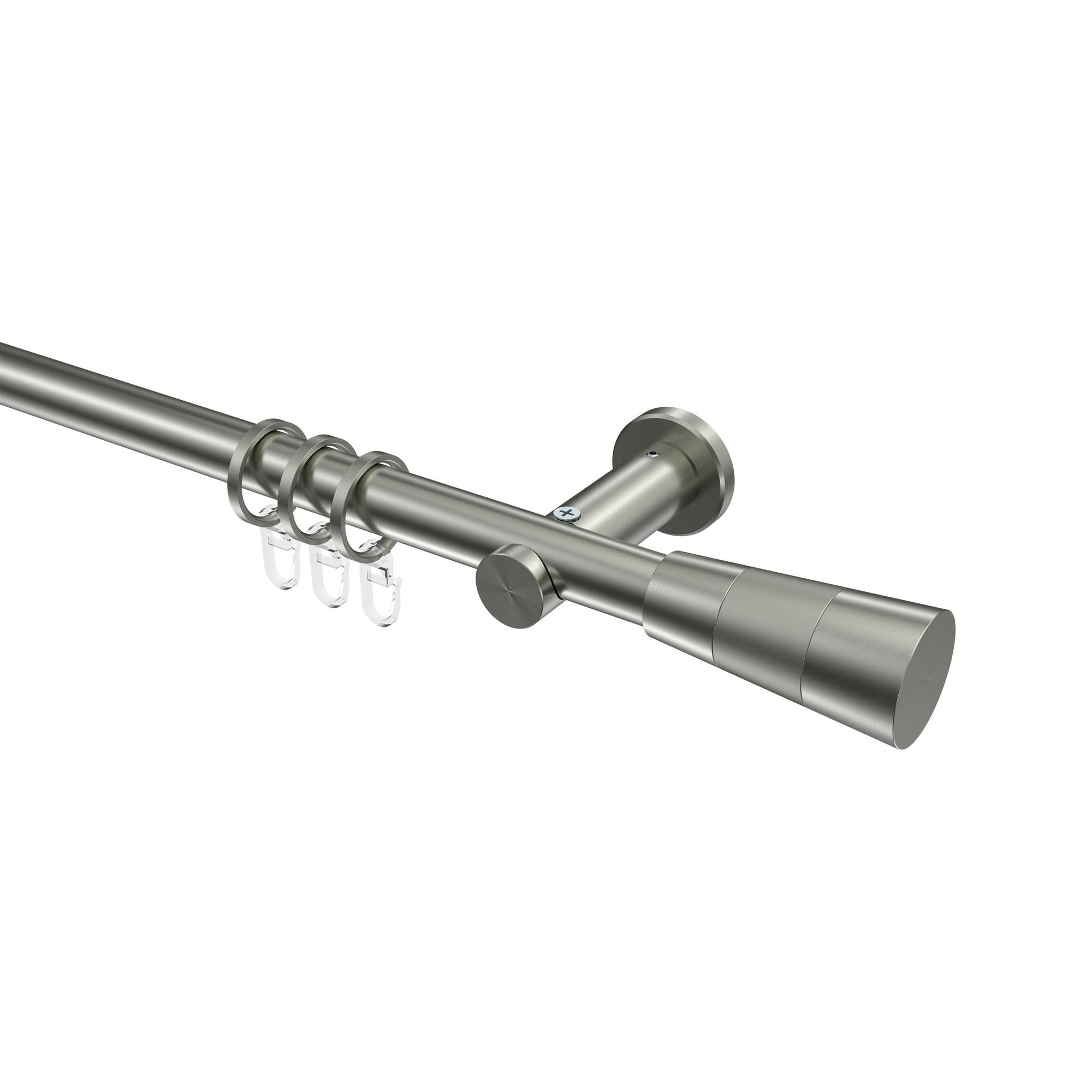 GARDINENSTANGE Platon Tanara 420 cm (geteilt in 3 x 140 cm), 1-läufig, 20 mm Ø Edelstahl-Optik - Edelstahlfarben/Silberfarben, Metall (420cm) - INTERDECO