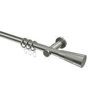 GARDINENSTANGE Platon Tanara 420 cm (geteilt in 3 x 140 cm), 1-läufig, 20 mm Ø Edelstahl-Optik - Edelstahlfarben/Silberfarben, Metall (420cm) - INTERDECO
