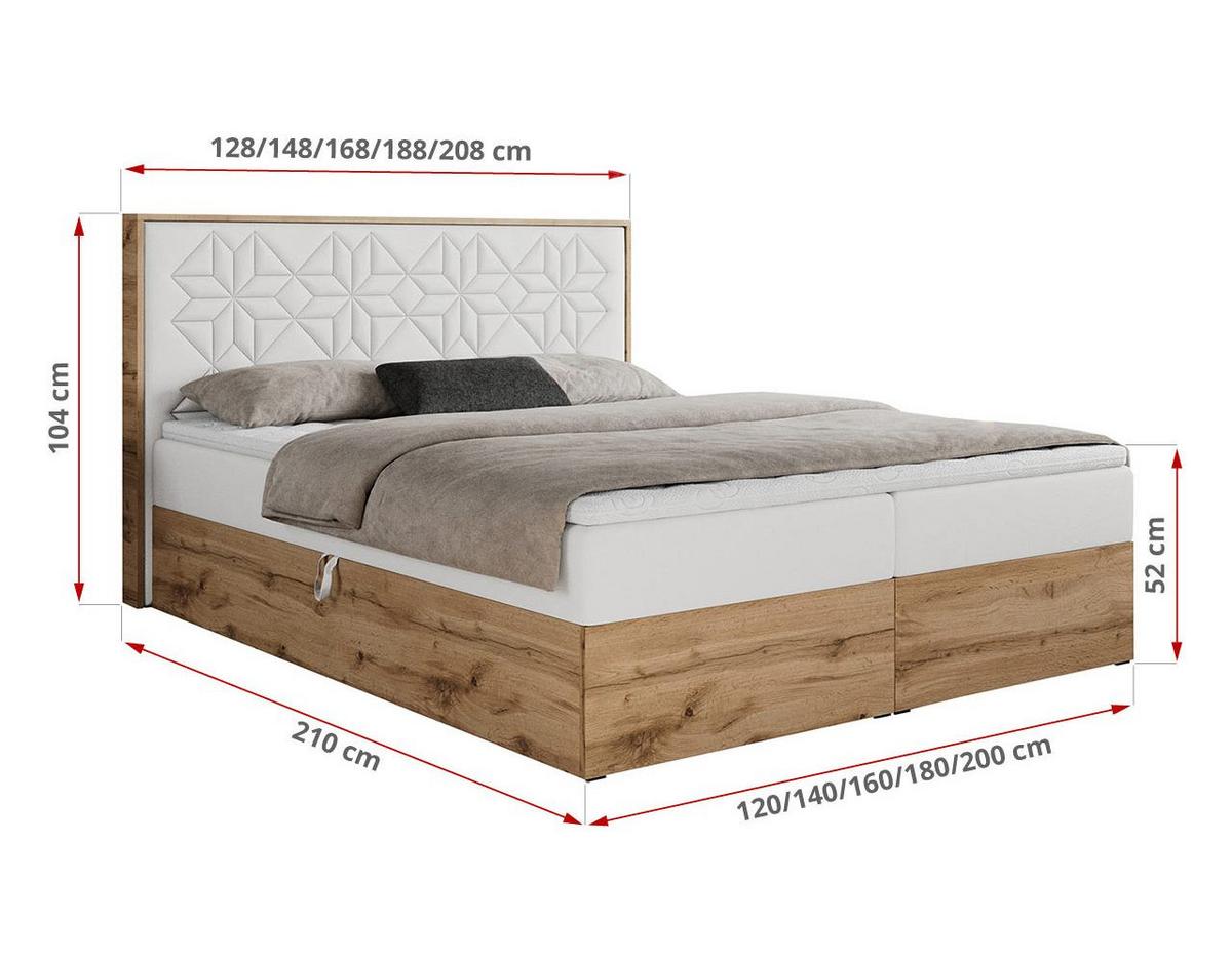 BOXBETT NESSI - 120/200 Weiß Kunstleder - H4 - Weiß, Holz/Textil (120/200cm) - MKS