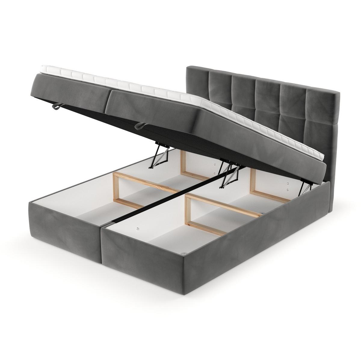 BOXBETT Savio 140/200 cm Grau im Kronos Stoff - Schwarz/Grau, Holz/Holzwerkstoff (140/200cm) - AltaBeds