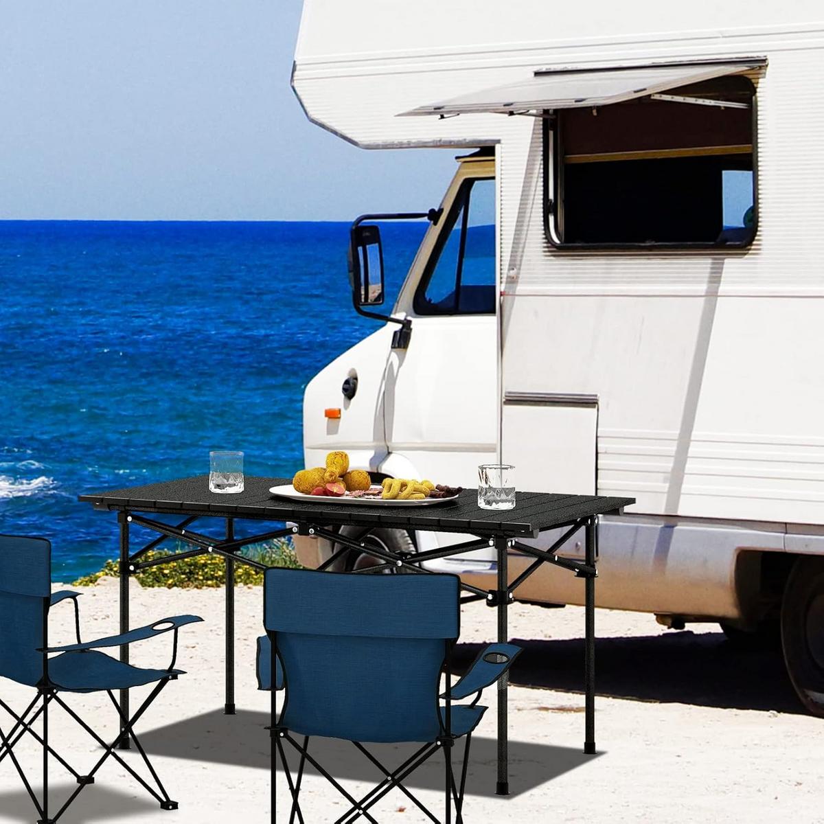 CAMPINGTISCH Schwarz - Schwarz, Metall (55/95/50cm) - COSTWAY