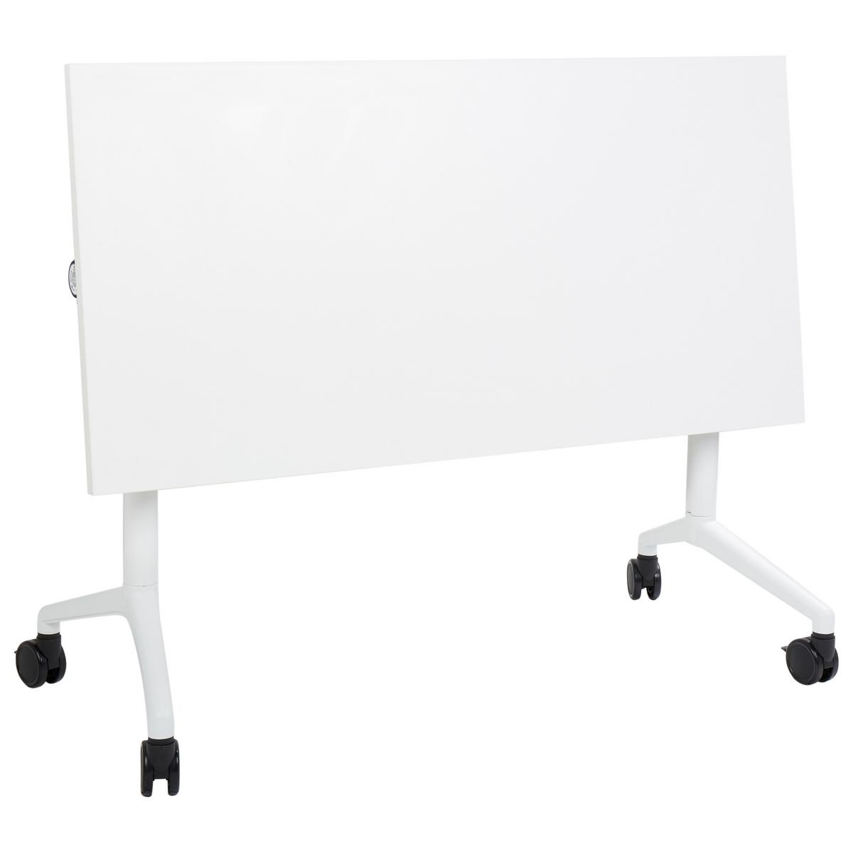SCHREIBTISCH Zusammenklappbarer Weiß 120/60 cm mit Rädern Cavi - Weiß, Holzwerkstoff (60/120/75cm) - Beliani
