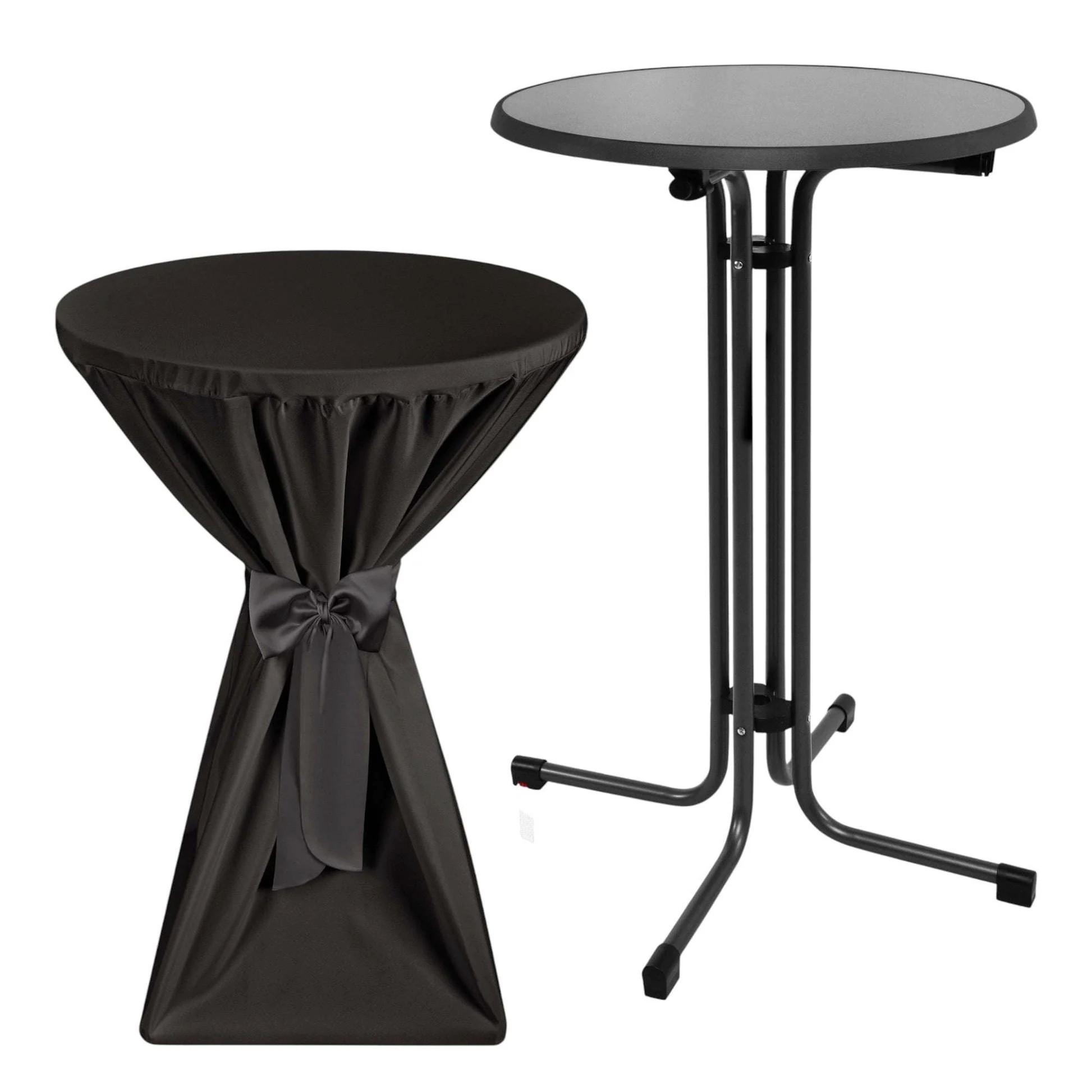 STEHTISCH Sylt Ø 70cm Grau mit Premium Stehtischhusse Ø 70cm Schwarz - Schwarz Hochglanz/Schwarz, Kunststoff/Textil (70/70/110cm) - Beautissu 