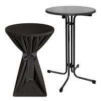 STEHTISCH Sylt Ø 70cm Grau mit Premium Stehtischhusse Ø 70cm Schwarz - Schwarz Hochglanz/Schwarz, Kunststoff/Textil (70/70/110cm) - Beautissu 