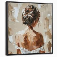 LEINWAND Bilder mit Rahmen - Frau - Farbe - Abstrakt - Beige - Modern - 50x50 - Sandfarben, Textil (50/50cm) - MuchoWow