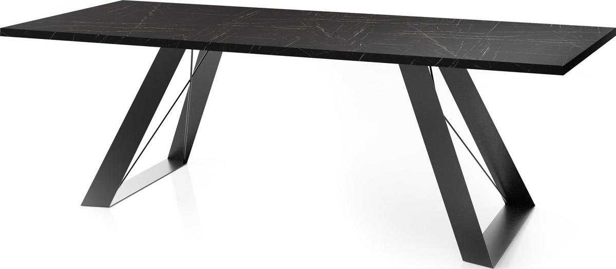 ESSTISCH Colter rechteckig ausziehbar, Marmor Schwarz 140-240/80/76 cm - Anthrazit/Schwarz, Holzwerkstoff/Metall (80/240/76cm) - WFL GROUP