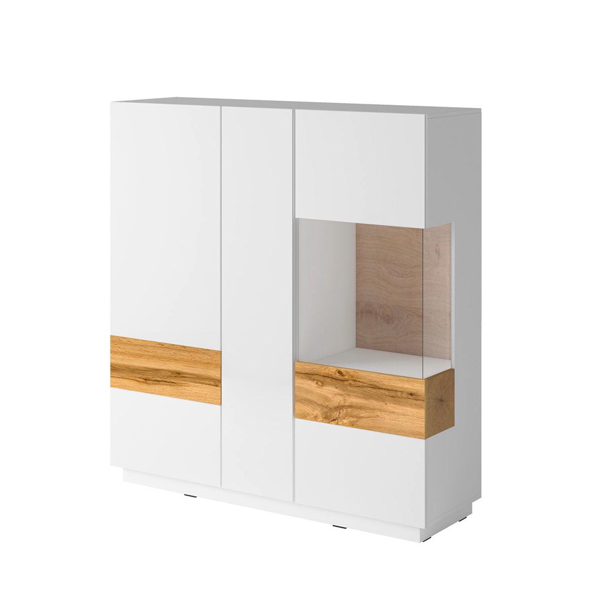 GESCHIRRSCHRANK Andrea Weiß und Holz - Weiß, Holzwerkstoff (130/139/40cm) - Petits-meubles