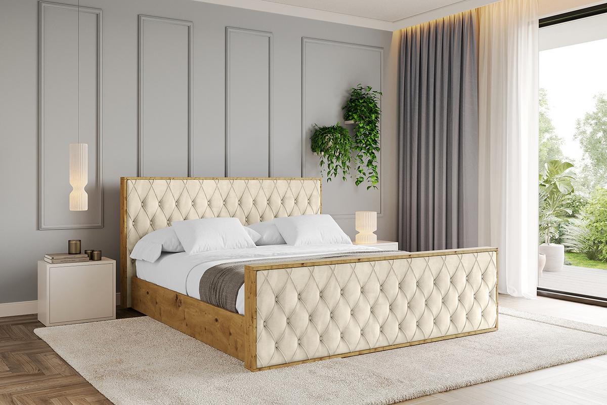 POLSTERBETT mit Bettkasten, Fußteil und Lattenrost, Boxbett ohne Matratze - ENZO5-Z 180x200 Beige - Ecru, Holzwerkstoff/Textil (180/200cm) - ALTDECOR